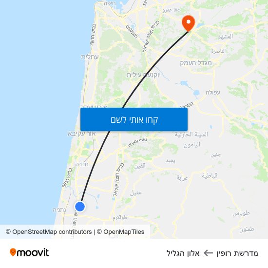 מפת מדרשת רופין לאלון הגליל