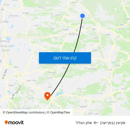 מפת פקיעין (בוקייעה) לאלון הגליל