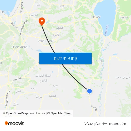 מפת תל תאומים לאלון הגליל