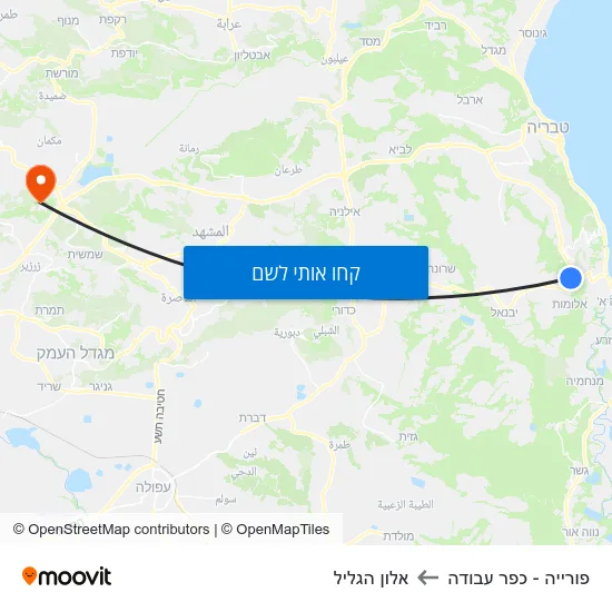 מפת פורייה - כפר עבודה לאלון הגליל