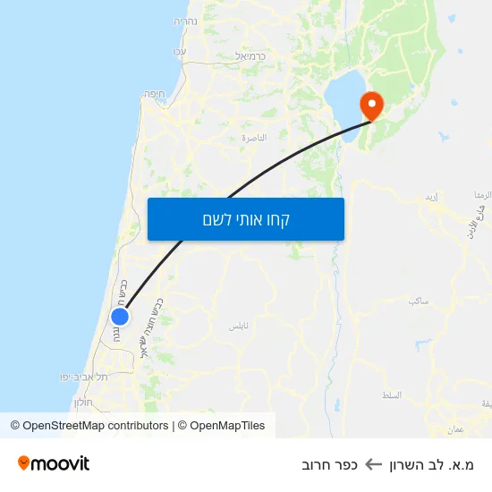 מפת מ.א. לב השרון לכפר חרוב