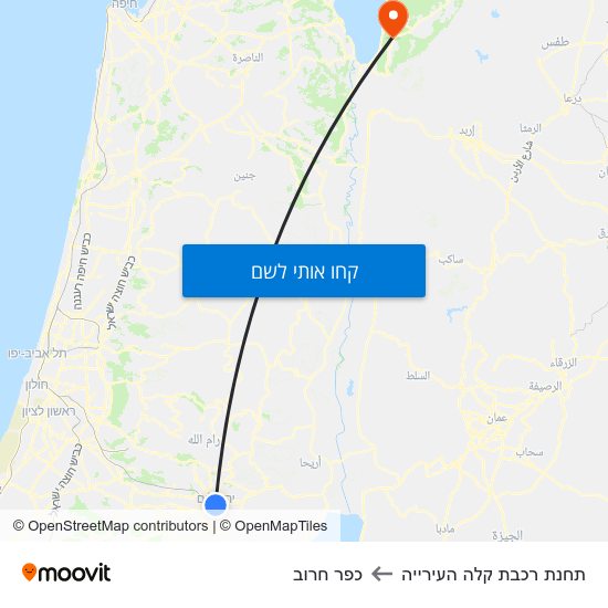 מפת תחנת רכבת קלה העירייה לכפר חרוב