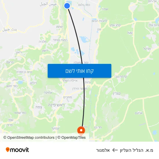 מפת מ.א. הגליל העליון לאלמגור