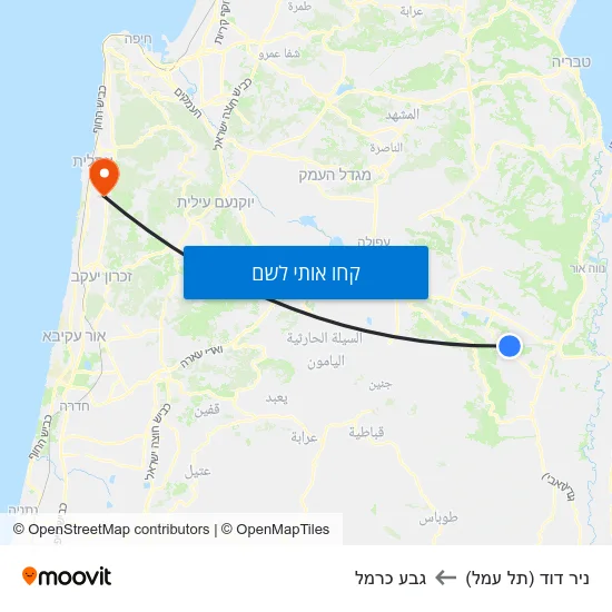 מפת ניר דוד (תל עמל) לגבע כרמל