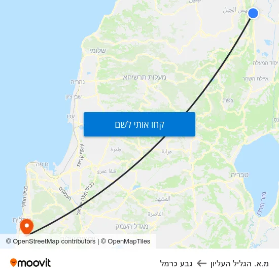 מפת מ.א. הגליל העליון לגבע כרמל