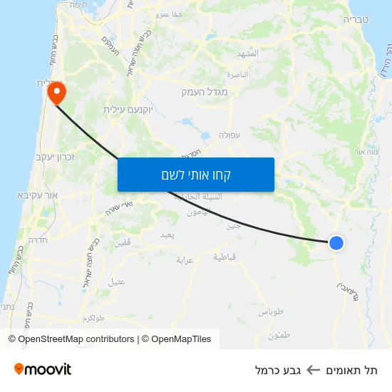 מפת תל תאומים לגבע כרמל