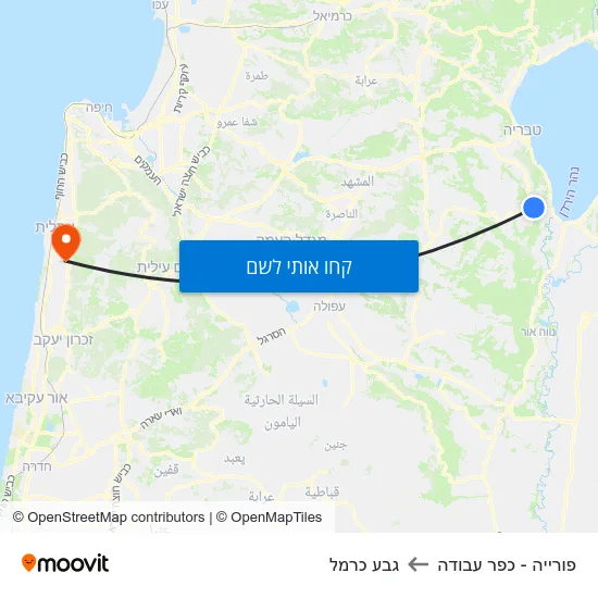 מפת פורייה - כפר עבודה לגבע כרמל