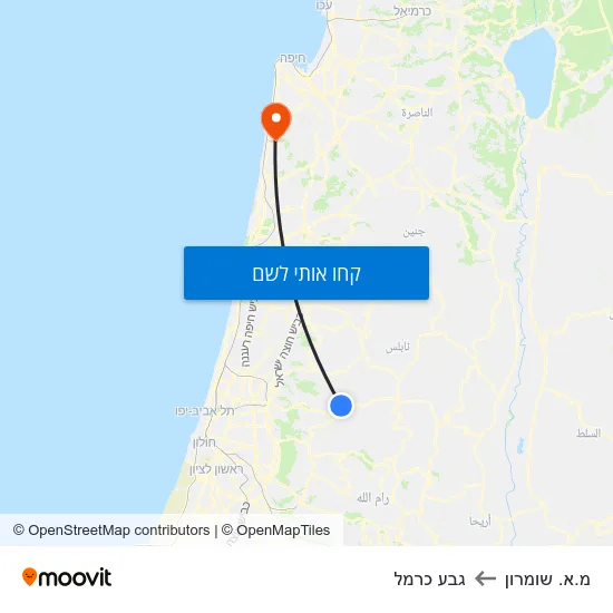 מפת מ.א. שומרון לגבע כרמל