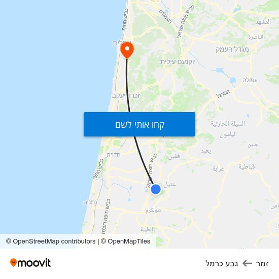 מפת זמר לגבע כרמל