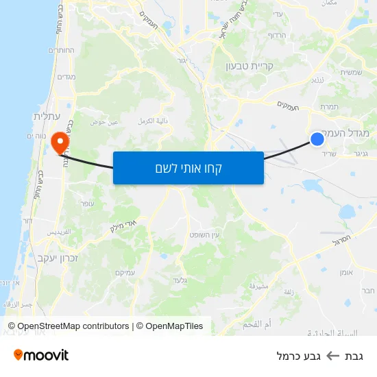 מפת גבת לגבע כרמל