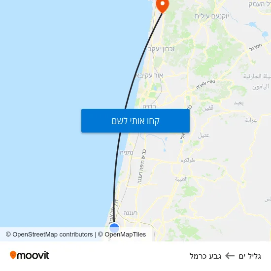 מפת גליל ים לגבע כרמל