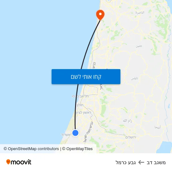 מפת משגב דב לגבע כרמל