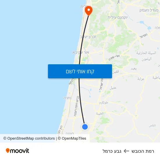 מפת רמת הכובש לגבע כרמל