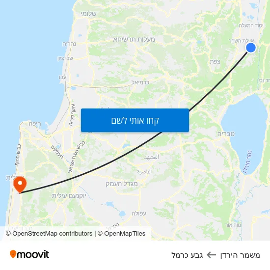 מפת משמר הירדן לגבע כרמל