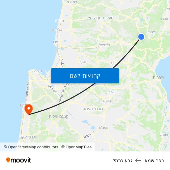 מפת כפר שמאי לגבע כרמל