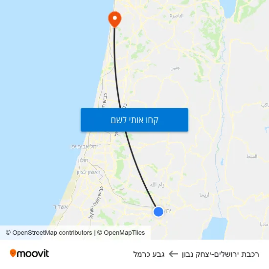 מפת רכבת ירושלים-יצחק נבון לגבע כרמל