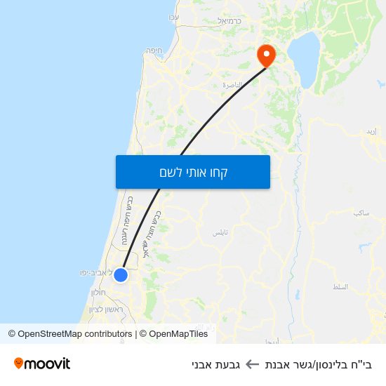 מפת בי''ח בלינסון/גשר אבנת לגבעת אבני