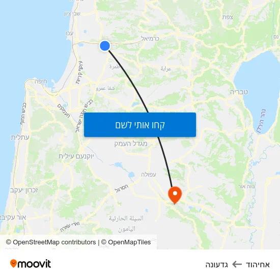 מפת אחיהוד לגדעונה