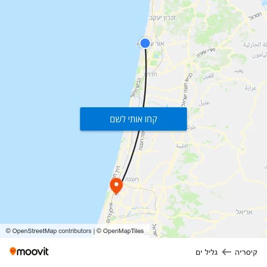 מפת קיסריה לגליל ים