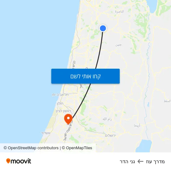 מפת מדרך עוז לגני הדר