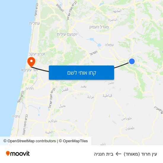 מפת עין חרוד (מאוחד) לבית חנניה