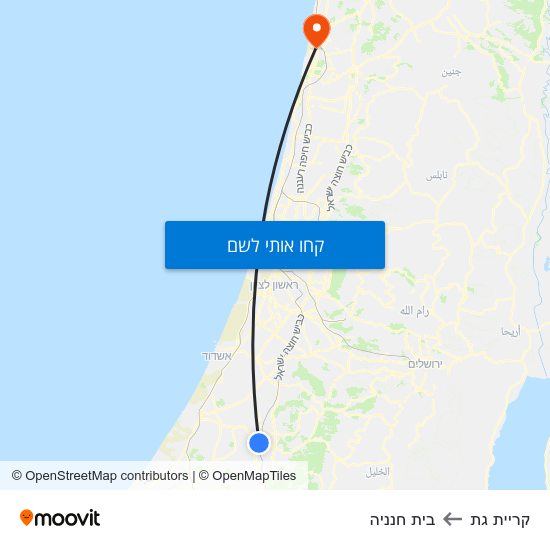 מפת קריית גת לבית חנניה