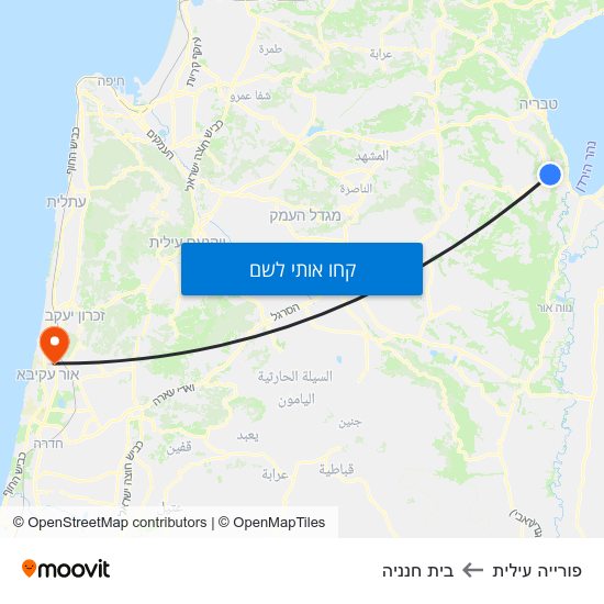 מפת פורייה עילית לבית חנניה