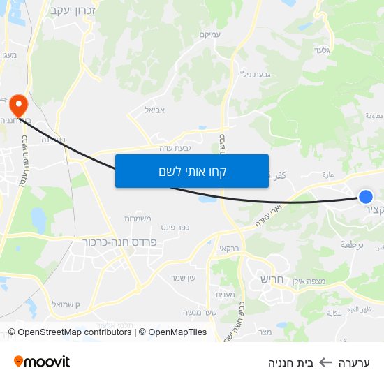 מפת ערערה לבית חנניה