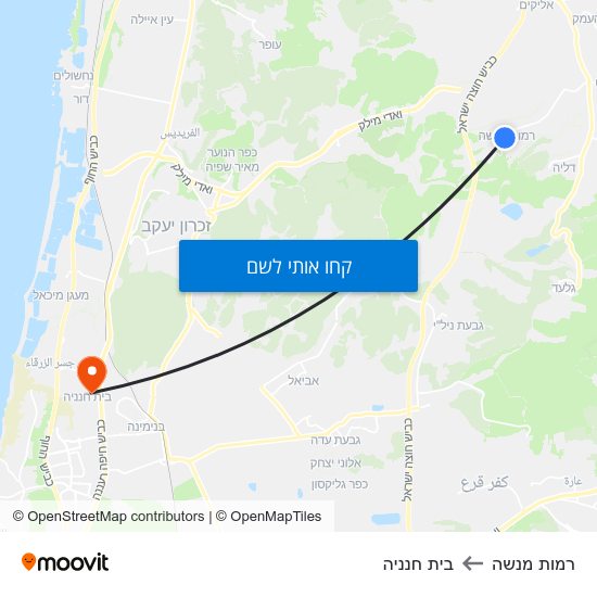 מפת רמות מנשה לבית חנניה