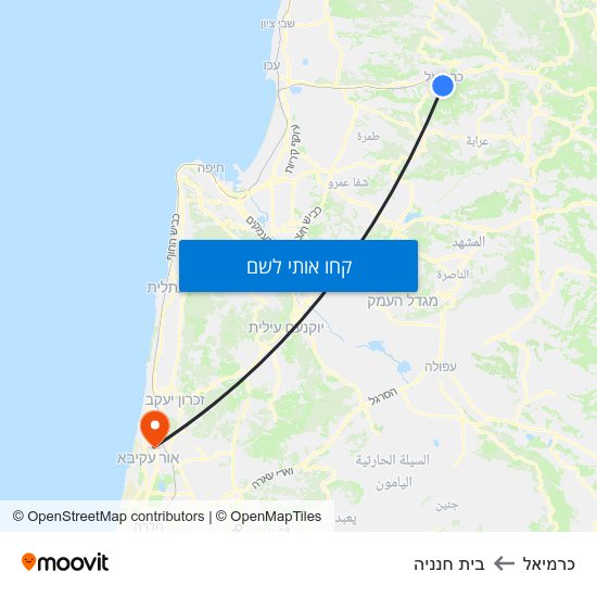 מפת כרמיאל לבית חנניה