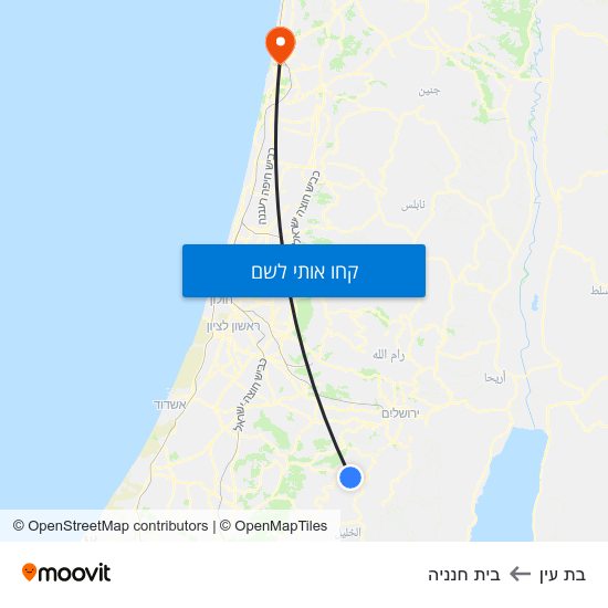 מפת בת עין לבית חנניה