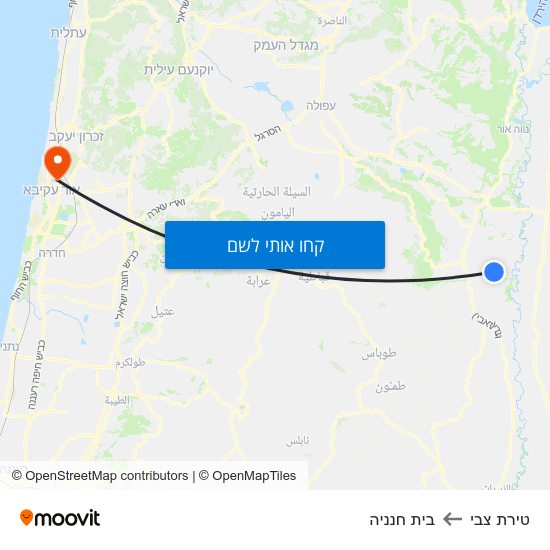 מפת טירת צבי לבית חנניה