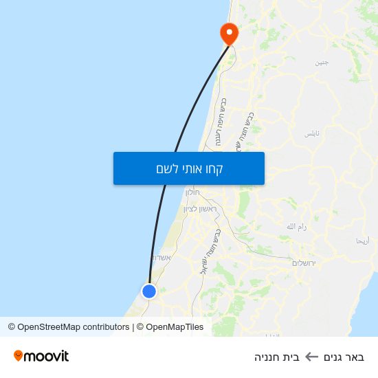 מפת באר גנים לבית חנניה