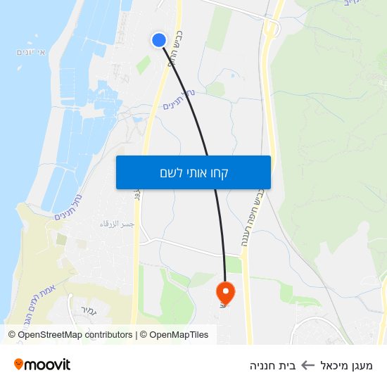מפת מעגן מיכאל לבית חנניה