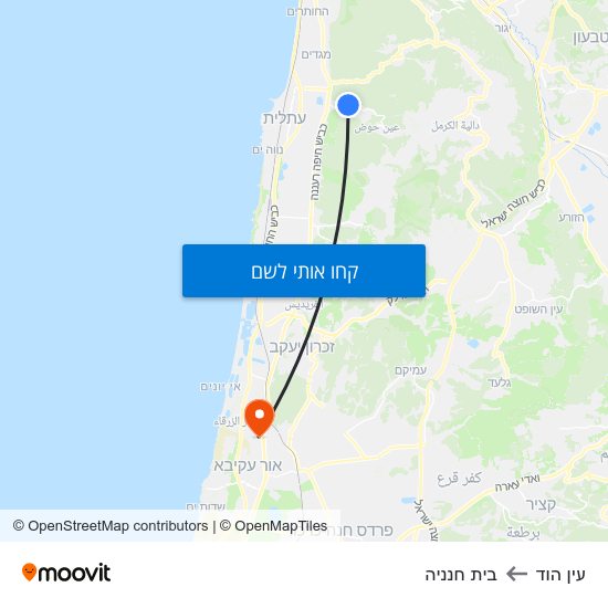 מפת עין הוד לבית חנניה
