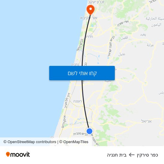 מפת כפר סירקין לבית חנניה