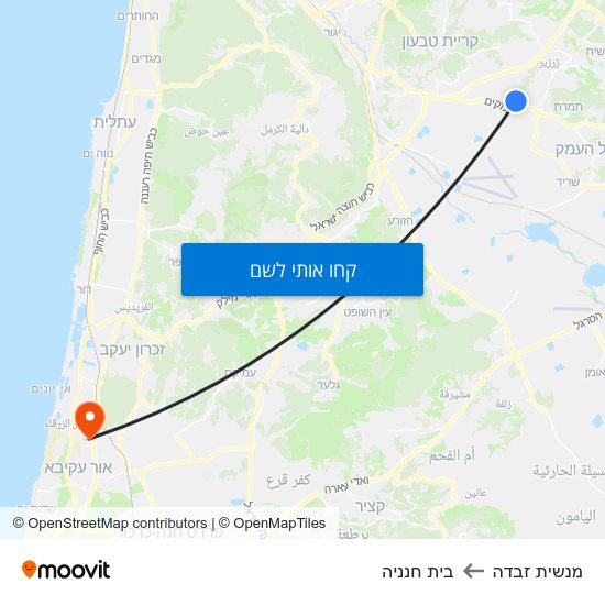 מפת מנשית זבדה לבית חנניה