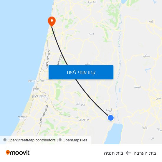 מפת בית הערבה לבית חנניה
