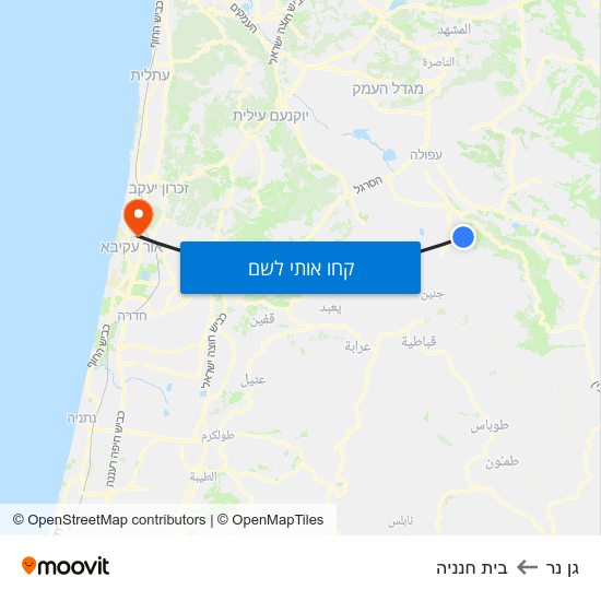 מפת גן נר לבית חנניה