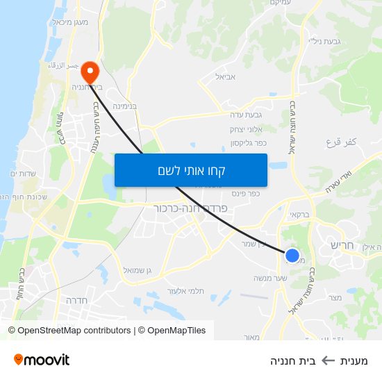 מפת מענית לבית חנניה