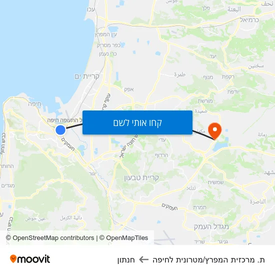 מפת ת. מרכזית המפרץ/מטרונית לחיפה לחנתון