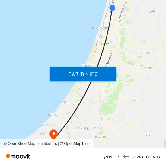מפת מ.א. לב השרון לניר יצחק
