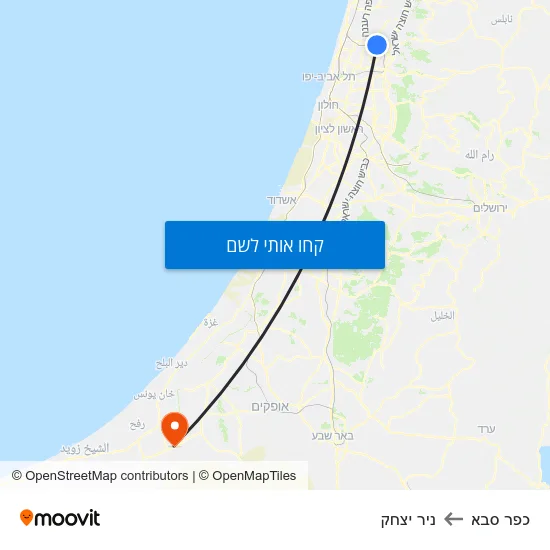 מפת כפר סבא לניר יצחק
