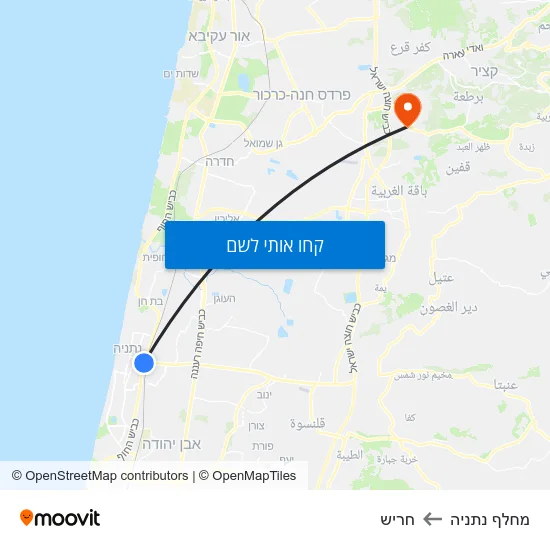 מפת מחלף נתניה לחריש