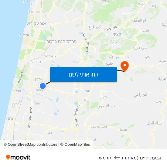 מפת גבעת חיים (מאוחד) לחרמש