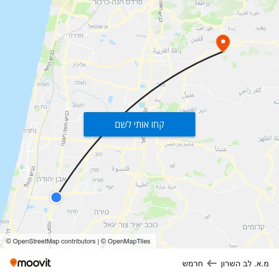 מפת מ.א. לב השרון לחרמש