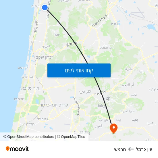 מפת עין כרמל לחרמש