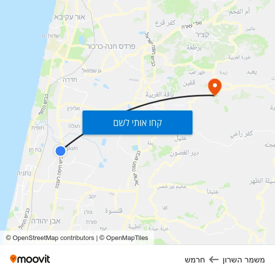 מפת משמר השרון לחרמש