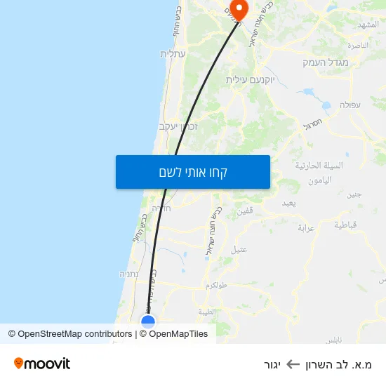 מפת מ.א. לב השרון ליגור