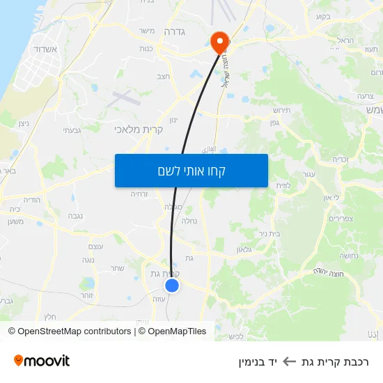 מפת רכבת קרית גת ליד בנימין